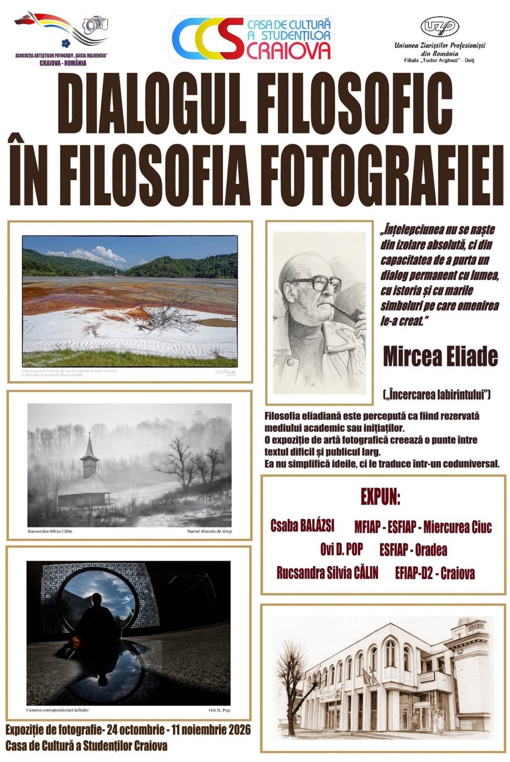 Fotografie și filosofie la Craiova: vernisaj dedicat lui Mircea Eliade