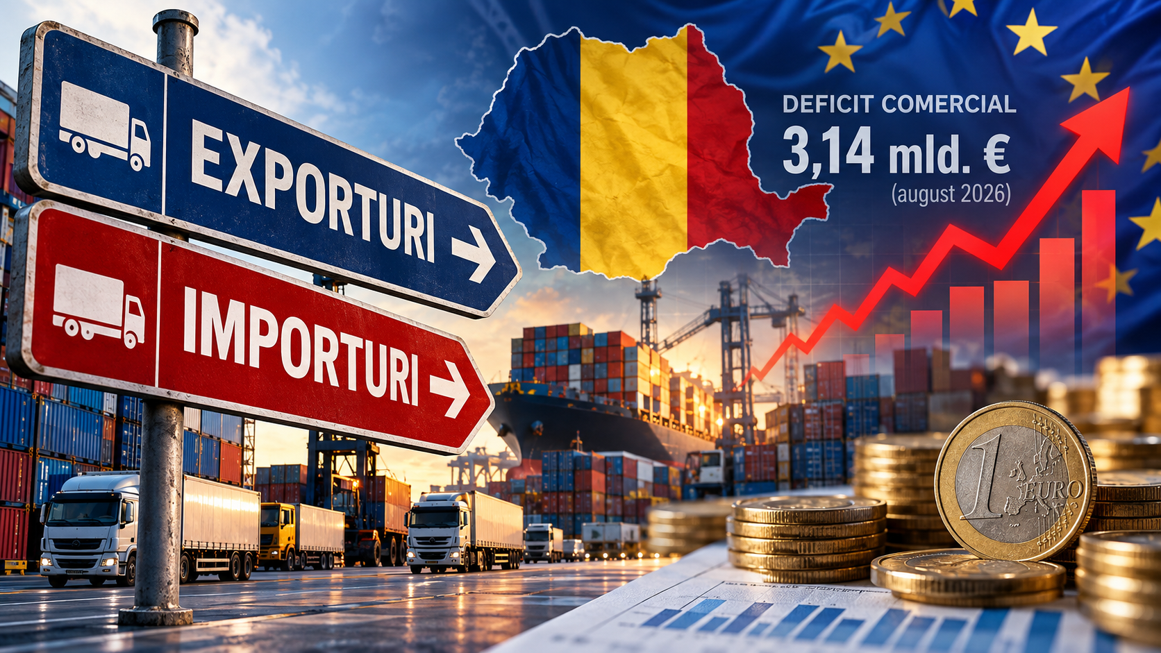 Deficitul comercial al României se adâncește